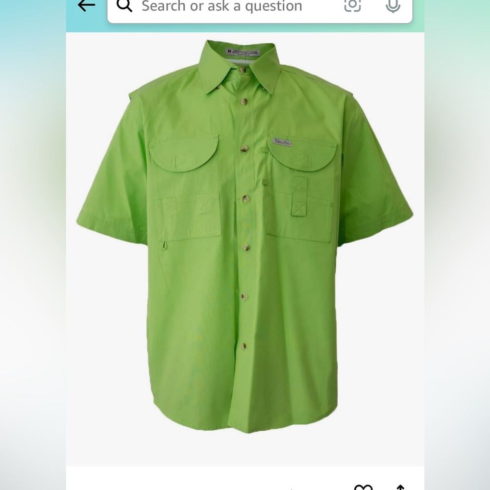 NWT Tiger Hill Mens Short Sleeve Fishing Button Down Shirt, Breathable Light